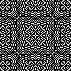 Vector pattern in geometric ornamental style. Black and white color. Simple geo all over print block for apparel textile, ladies dress, fashion garment, digital wall paper.