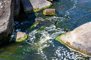 Fototapeta na wymiar Photography on theme beautiful fall water from garden waterfall
