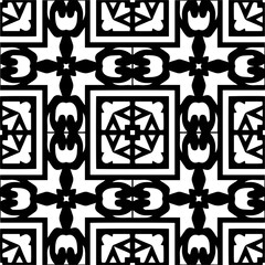 Vector pattern in geometric ornamental style. Black and white color. Simple geo all over print block for apparel textile, ladies dress, fashion garment, digital wall paper.