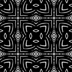 Vector pattern in geometric ornamental style. Black and white color. Simple geo all over print block for apparel textile, ladies dress, fashion garment, digital wall paper.