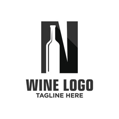 Letter N Wine Logo Design Template Inspiration, Vector Illustration.