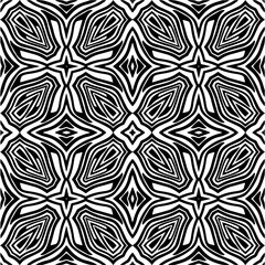 Vector pattern in geometric ornamental style. Black and white color. Simple geo all over print block for apparel textile, ladies dress, fashion garment, digital wall paper.