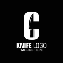Letter C Knife Logo Design Template Inspiration, Vector Illustration.