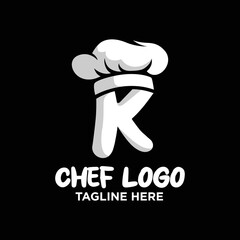 Letter K Chef Logo Design Template Inspiration, Vector Illustration.
