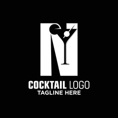 Letter N Cocktail Logo Design Template Inspiration, Vector Illustration.