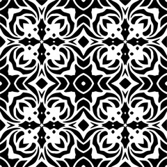 Vector pattern in geometric ornamental style. Black and white color. Simple geo all over print block for apparel textile, ladies dress, fashion garment, digital wall paper.