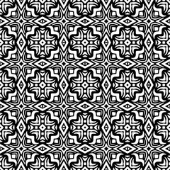 
Vector pattern in geometric ornamental style. Black and white color. Simple geo all over print block for apparel textile, ladies dress, fashion garment, digital wall paper.