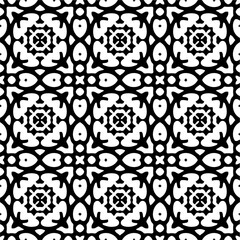 
Vector pattern in geometric ornamental style. Black and white color. Simple geo all over print block for apparel textile, ladies dress, fashion garment, digital wall paper.