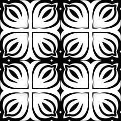 
Vector pattern in geometric ornamental style. Black and white color. Simple geo all over print block for apparel textile, ladies dress, fashion garment, digital wall paper.