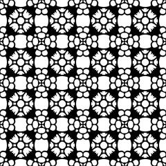 
Vector pattern in geometric ornamental style. Black and white color. Simple geo all over print block for apparel textile, ladies dress, fashion garment, digital wall paper.