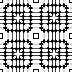 
Vector pattern in geometric ornamental style. Black and white color. Simple geo all over print block for apparel textile, ladies dress, fashion garment, digital wall paper.