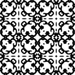 
Vector pattern in geometric ornamental style. Black and white color. Simple geo all over print block for apparel textile, ladies dress, fashion garment, digital wall paper.