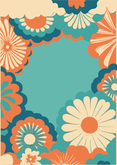 Fototapeta na wymiar A set of backgrounds for text, psychedelic hippie art, a frame of stylized flowers.