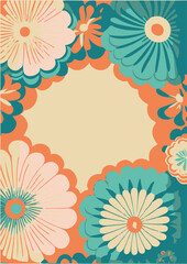 Fototapeta na wymiar A set of backgrounds for text, psychedelic hippie art, a frame of stylized flowers.