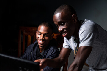 two people working together