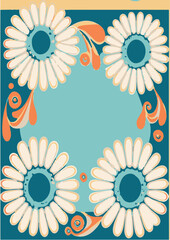 A set of backgrounds for text, psychedelic hippie art, a frame of stylized flowers.