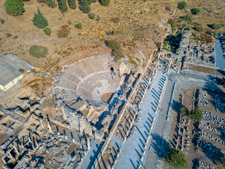 Bird's eye drone photo of the ancient city of Ephesus