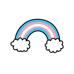 transgender rainbow flag doodle icon, vector color line illustration