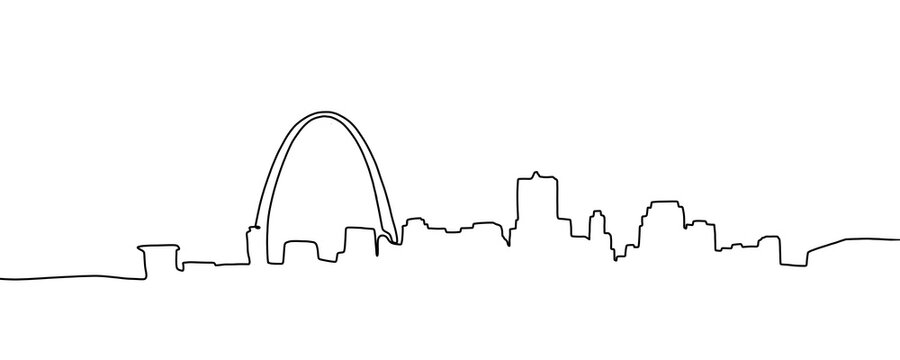 The City Skyline Is Drawn In A One Line Art Style. Printable Art.