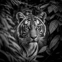 white tiger in the jungle, generative AI