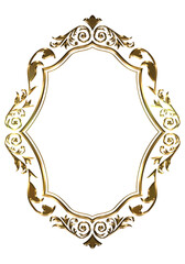 Certificate of commendation, golden metallic oriental, arabesque and damask decorative lines vintage frame.