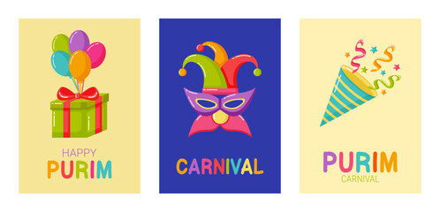 Bright colorful poster for Purim festival