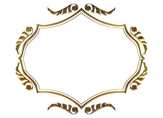 Certificate of commendation, golden metallic oriental, arabesque and damask decorative lines vintage frame.