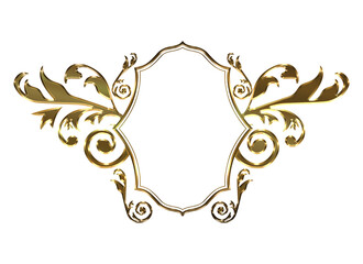 Certificate of commendation, golden metallic oriental, arabesque and damask decorative lines vintage frame.