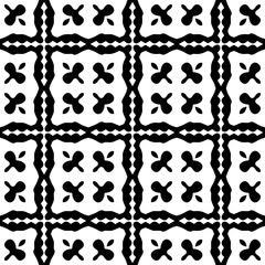 Vector pattern in geometric ornamental style. Black and white color. Simple geo all over print block for apparel textile, ladies dress, fashion garment, digital wall paper.