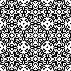 Vector pattern in geometric ornamental style. Black and white color. Simple geo all over print block for apparel textile, ladies dress, fashion garment, digital wall paper.