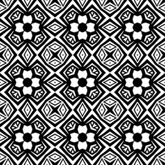 Vector pattern in geometric ornamental style. Black and white color. Simple geo all over print block for apparel textile, ladies dress, fashion garment, digital wall paper.