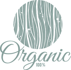 Organic healthy food label, natural vegan and vegetarian ecologic product emblem