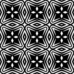 Vector pattern in geometric ornamental style. Black and white color. Simple geo all over print block for apparel textile, ladies dress, fashion garment, digital wall paper.