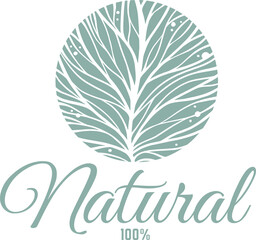 Organic healthy food label, natural vegan and vegetarian ecologic product emblem