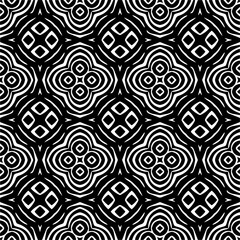 Vector pattern in geometric ornamental style. Black and white color. Simple geo all over print block for apparel textile, ladies dress, fashion garment, digital wall paper.
