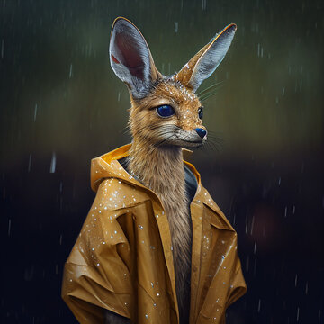 Dik-dik deer in a raincoat