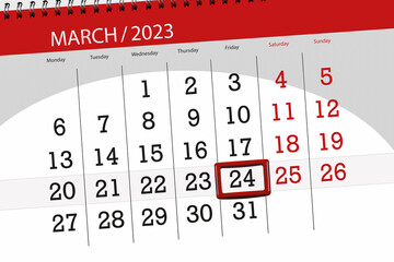 Calendar 2023, deadline, day, month, page, organizer, date, march, friday, number 24