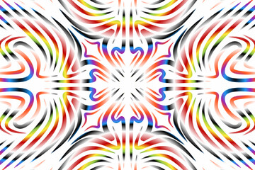 Beautiful colourful gradient flowers line art of traditional abstract symbol batik dayak ornament design template elements
