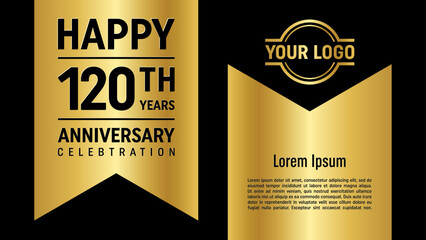 120th anniversary template design concept with golden ribbon. Vector Template illustration