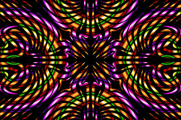 Beautiful colourful gradient flowers line art of traditional abstract symbol batik dayak ornament design template elements
