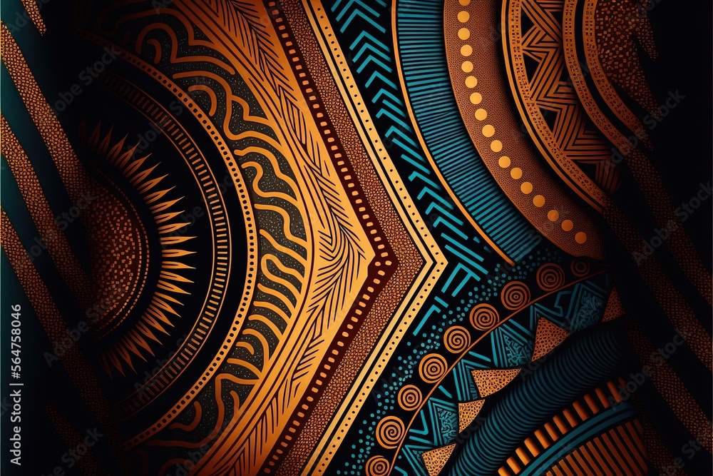 Wall mural background with african patterns and shapes, black history month. generative ai