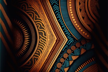 Background with African patterns and shapes, Black History Month. Generative AI - obrazy, fototapety, plakaty