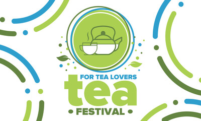 Tea Festival. For tea lovers. Event for professionals in the tea industry. Tea ceremony. Delicious leaf tea. Cafes and restaurants. Trainings for baristas from staff schools. Creative Illustration
