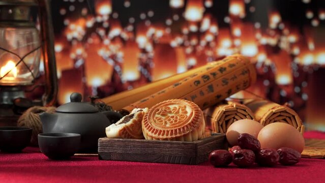 Fresh mooncakes in a festive atmosphere