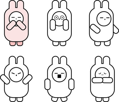 set of funny bunnies