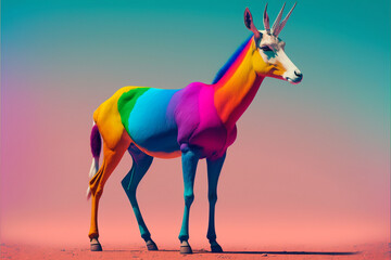 Impala, Rainbow, Generative AI, Illustration