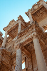 Ancient Roman archeological site, stone columns buildings