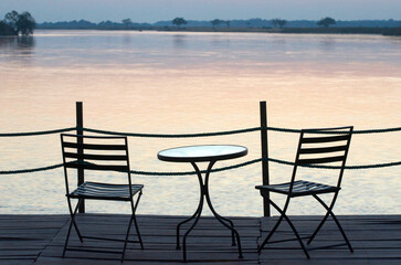 Sundowner table and chairs on the lower zambezi