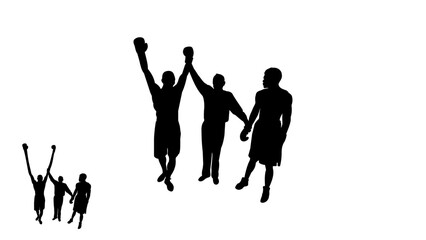 Announcement of the winner in a duel of boxers, silhouette