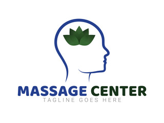 Spa Logo. Massage Centre Minimalist Logo. Man with Lotus Logo. Meditation logo - Vector Illustration isolated on White Background. Use for Man Spa, Massage Centre. Flat Logo Design Template